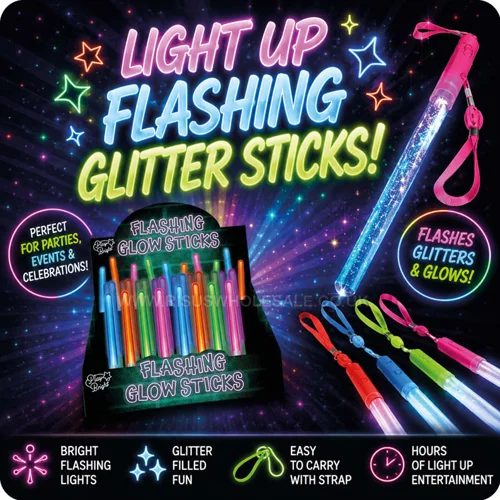 48 x Mini Glitter Flash Sticks
