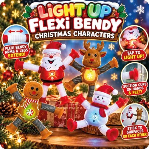 24 x Light Up Bendy Fidget Christmas Characters