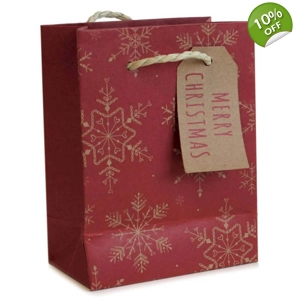 12 x Luxury Snowflake Kraft Gift Bags - Sm