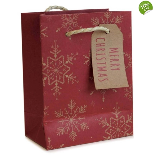 12 x Luxury Snowflake Kraft Gift Bags - Sm