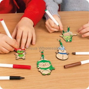 12 x Make Your Own Wooden Christmas Keyrings 6pk