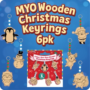 12 x Make Your Own Wooden Christmas Keyrings 6pk
