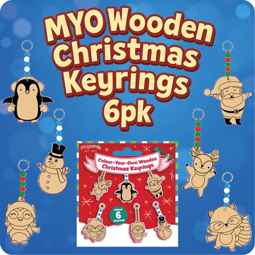 12 x Make Your Own Wooden Christmas Keyrings 6pk