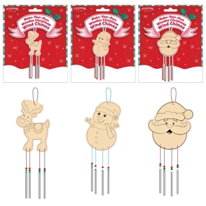 12 x Make Your Own Wooden Christmas Wind Chimes