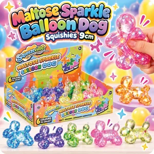 12 x Maltose Sparkle Balloon Dog Squishies 9cm