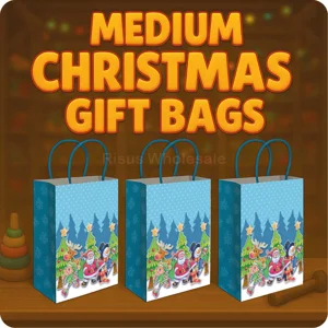 12 x Medium Christmas Gift Bags W/Handles