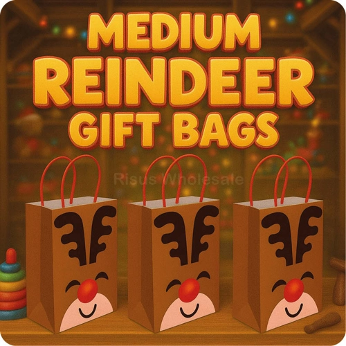 12 x Medium Rudolph Gift Bags W/Handles