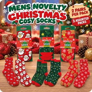 12 x Mens Novelty Cosy Christmas Socks 2pk