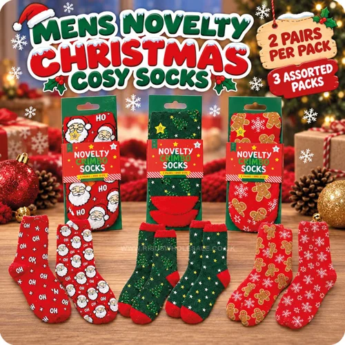 12 x Mens Novelty Cosy Christmas Socks 2pk