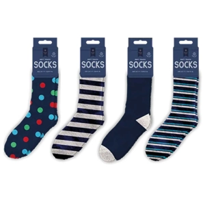 48 x Mens Supersoft Printed Socks with Grippers