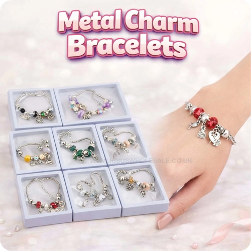 10 x Boxed Metal Charm Bracelets 10cm