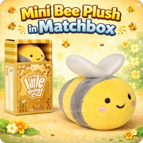 6 x Mini Bee Plush In Matchbox