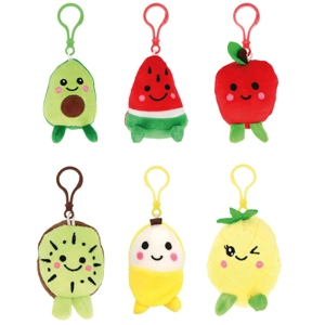12 x Mini Fruit Plushies With Keyclip 8cm