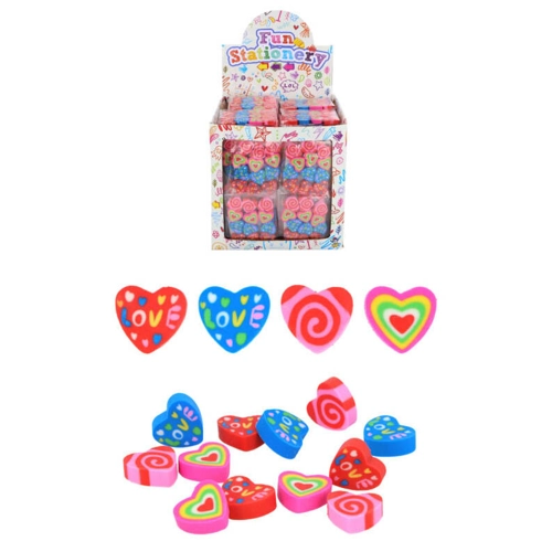 120 x Packs of 12 Mini Heart Erasers