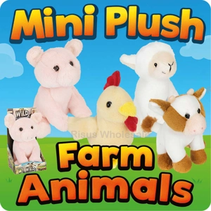 12 x Mini Plush Farm Animals 9cm