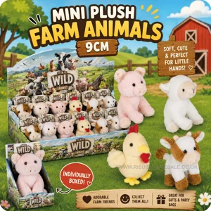 12 x Mini Plush Farm Animals 9cm