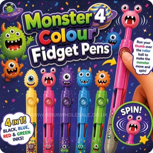 24 x Monster Roller Ball Fidget Multi Pens