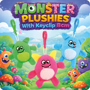12 x Monster Plushies With Keyclip 8cm
