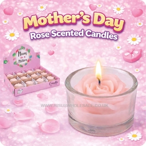 12 x Mother's Day Scented Rose Candles In Glass