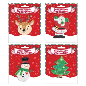 12 x Make Your Own Foam Mosaic Christmas Decorations