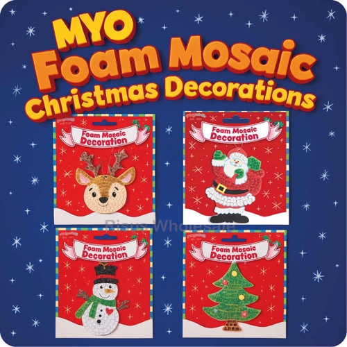 12 x Make Your Own Foam Mosaic Christmas Decorations