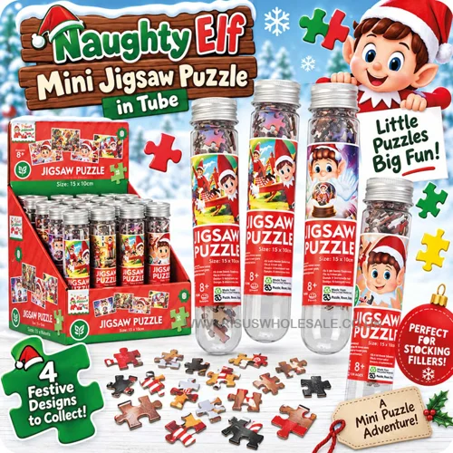 16 x Naughty Elf Mini Puzzle In Tube