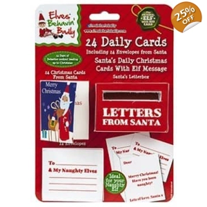24 x Daily Christmas Cards From Santa W/Letter Box 24pk