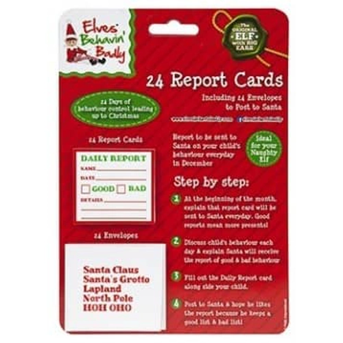 24 x Christmas Elf Daily Report Cards 24 pk