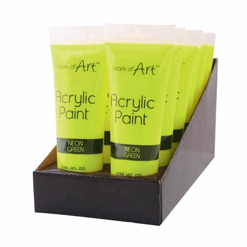 12 x Neon Green Acrylic Paint 120ml