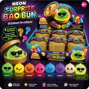 12 x Neon/Glow Squishy Bao Bun Dumplings 8.5cm
