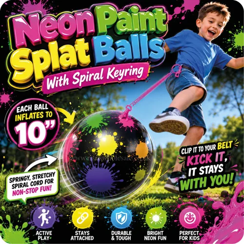 24 x Paint Splat Balls With Spiral Keychain