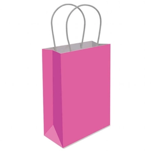 12 x Neon Pink Paper Party Bag W/Handles