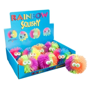 12 x Neon Rainbow Puffer Balls 8cm