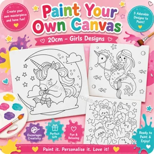 24 x Paint Your Own 20cm Canvas - Girls