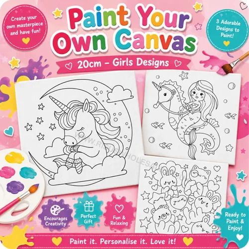 24 x Paint Your Own 20cm Canvas - Girls