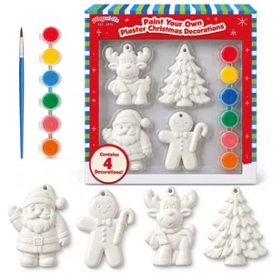 12 x Paint Your Own Plaster Christmas Decorations 4pk