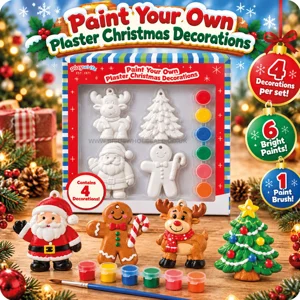12 x Paint Your Own Plaster Christmas Decorations 4pk