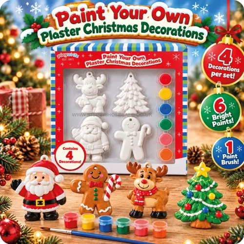 12 x Paint Your Own Plaster Christmas Decorations 4pk