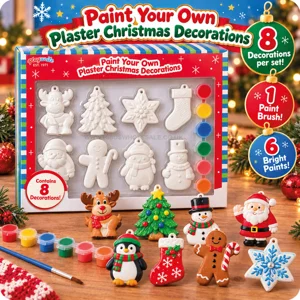 12 x Paint Your Own Plaster Christmas Decorations 8pk