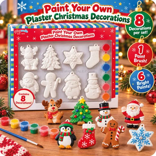 12 x Paint Your Own Plaster Christmas Decorations 8pk