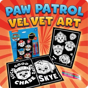12 x Paw Patrol Velvet Art Colouring Sets