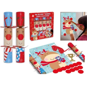 12 x Box Of 6 Pin The Nose Christmas Crackers 12