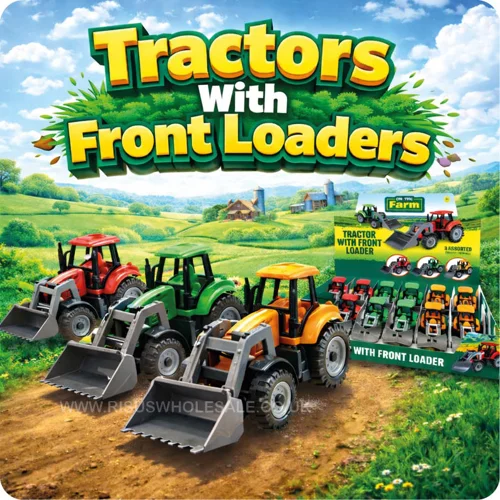 12 x Farm Tractors With Front Loaders 13cm