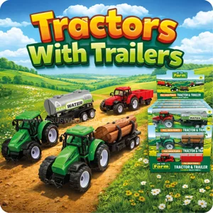 12 x Plastic Tractors With Trailer