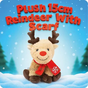12 x Plush 15cm Reindeer With Scarf
