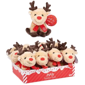 12 x Plush 15cm Reindeer With Scarf
