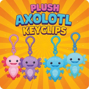 24 x Plush Axolotl Keyclips 10cm
