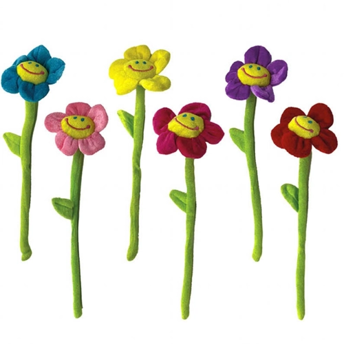 12 x Plush Bendy Smiley Flowers