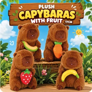 12 x Plush Capybaras With Fruit 17cm