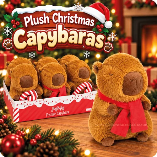 6 x Plush Christmas Capybaras 19cm